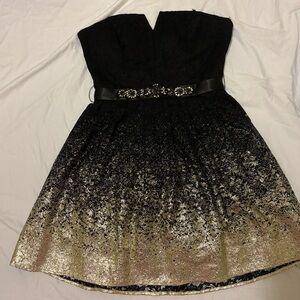 Black and Gold prom short dress